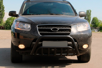 Hyundai Santa Fe 2 2006-2012 гг. Кенгурятник WT002 Black (нерж.) фото 2