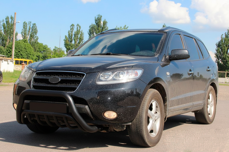 Hyundai Santa Fe 2 2006-2012 гг. Кенгурятник WT002 Black (нерж.) Image