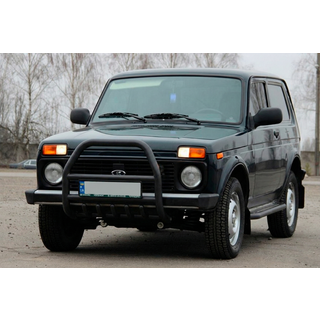 Кенгурятник QT007 Black (нерж.) Lada Niva та Urban 1977- гг. фото 2