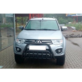 Передняя защита WT002 Black (нерж.) Mitsubishi Pajero Sport 2008-2015 гг. фото 1