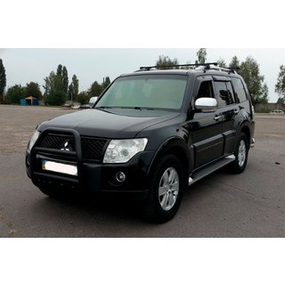 Кенгурятник QT007 Black (нерж.) Mitsubishi Pajero Wagon IV 2006-2021 гг. фото 2