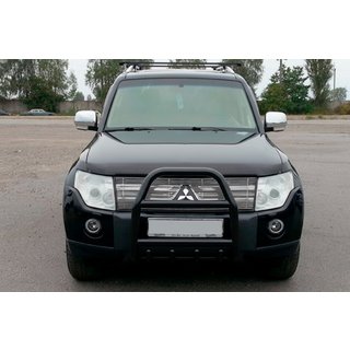 Кенгурятник QT007 Black (нерж.) Mitsubishi Pajero Wagon IV 2006-2021 гг. фото 3