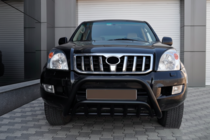 Toyota Land Cruiser Prado 120 2002-2009 гг. Кенгурятник низкий WT002 Black (нерж) фото 2