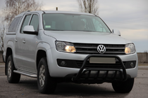 Volkswagen Amarok 2010-2022 гг. Кенгурятник WT002 Black (нерж) фото 3