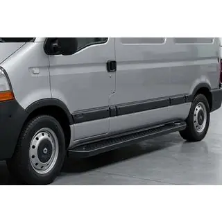 Боковые Подножки Allmond Black (2 шт., Алюминий) Opel Movano 2004-2010 гг. фото 1