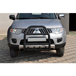 Передняя защита QT007 Black (нерж.) Mitsubishi Pajero Sport 2008-2015 гг. фото 3