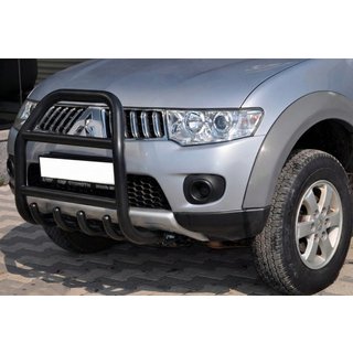 Передняя защита QT007 Black (нерж.) Mitsubishi Pajero Sport 2008-2015 гг. фото 1