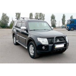 Кенгурятник QT011 Black (нерж.) Mitsubishi Pajero Wagon IV 2006-2021 гг. фото 1
