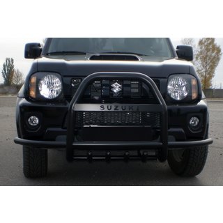 Кенгурятник QT007-Exclusive Black (с надписью, нерж.) Suzuki Jimny 1998-2018 гг. фото 2