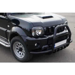 Кенгурятник QT007-Exclusive Black (с надписью, нерж.) Suzuki Jimny 1998-2018 гг. фото 4