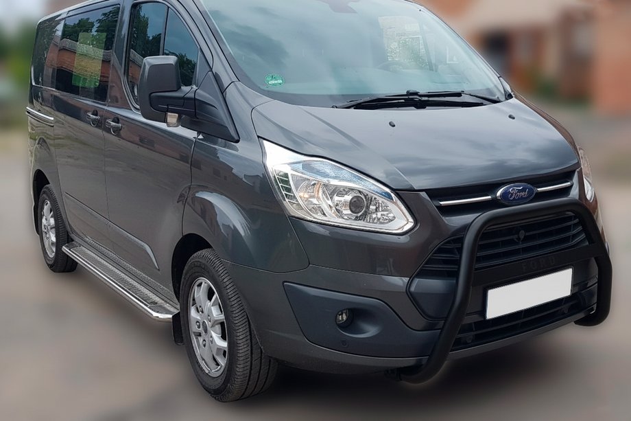 Ford Custom 2013-2022 гг. Кенгурятник WT006 F1-55 Black (нерж) Фото 1