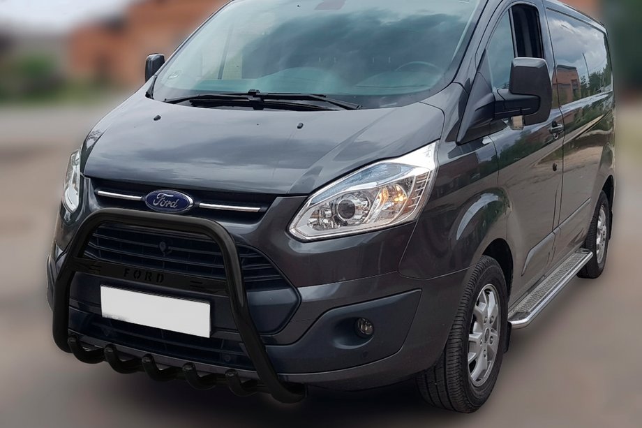 Ford Custom 2013-2022 гг. Кенгурятник WT006 F1-56 Black (нерж) Фото 1