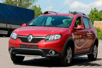Renault Sandero 2013-2022 гг. Передняя дуга WT007 Black (нерж.) фото 2