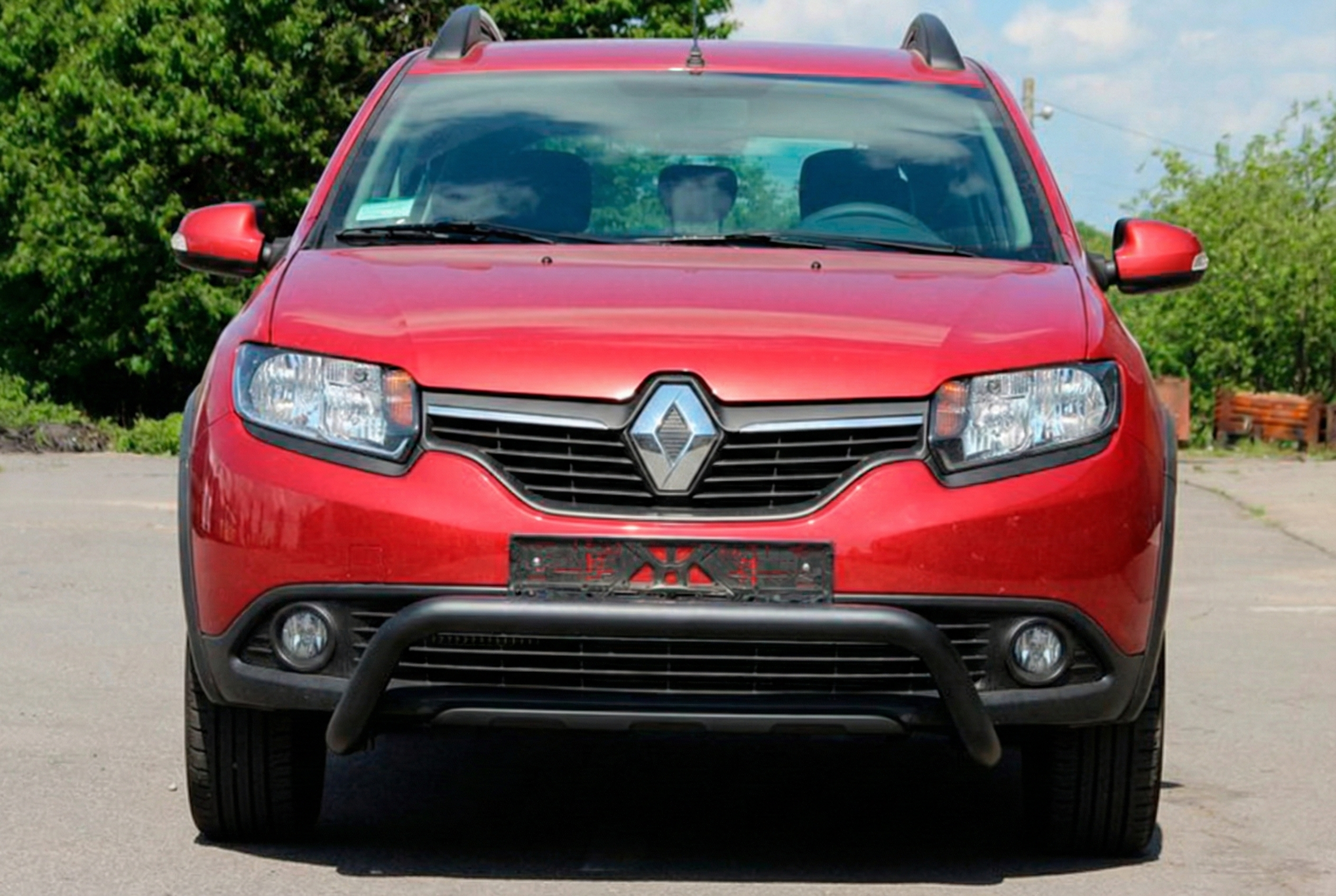 Передня дуга WT007 Black (нерж.) для Renault Sandero 2013-2022 рр