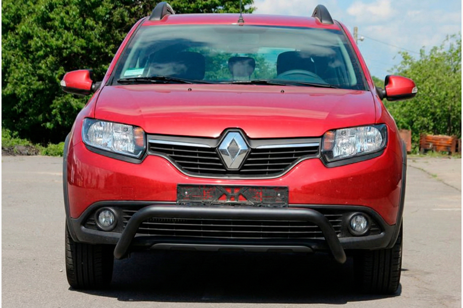 Renault Sandero 2013-2022 гг. Передняя дуга WT007 Black (нерж.) Image