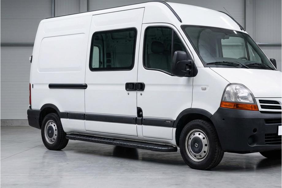Opel Movano 2004-2010 гг. Боковые пороги Bosphorus Black (2 шт., алюминий) Image