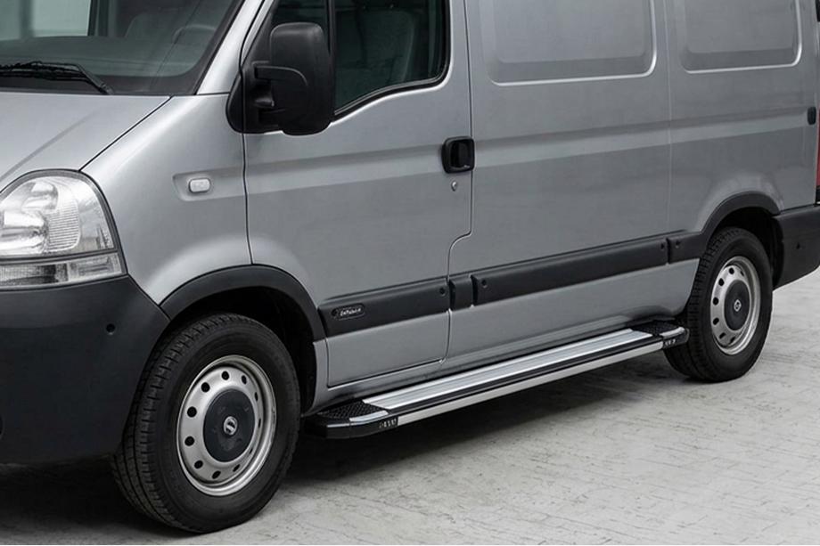 Opel Movano 2004-2010 гг. Боковые Подножки Rainbow (2 шт., Алюминий) Длинная База Фото 1