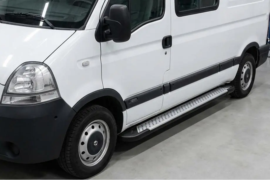 Opel Movano 2004-2010 гг. Боковые пороги Allmond Grey (2 шт., алюминий) Image