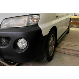 Боковые трубы BB002 Черные (2 шт., Нержавейка) Hyundai H200, H1, Starex 1998-2007 гг. фото 3