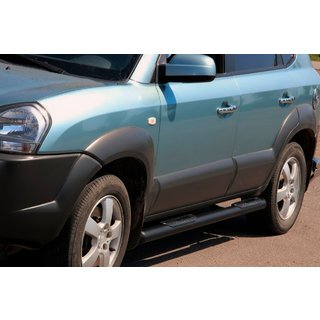 Боковые трубы BB002 Черные (2 шт., Нержавейка) Hyundai Tucson JM 2004- гг. фото 1