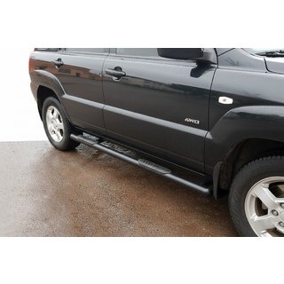 Боковые трубы Black (2 шт., Нержавейка) Kia Sportage 2004-2010 гг. фото 1