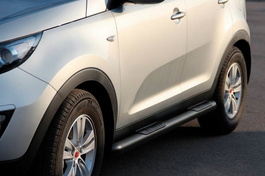 Kia Sportage 2010-2015 гг. Боковые трубы Black (2 шт., нержавейка) Фото 3