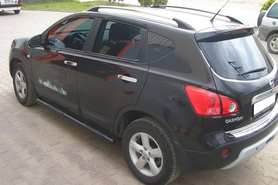 Nissan Qashqai 2007-2010 гг. Боковые трубы Black (2 шт., нержавейка) Фото 4