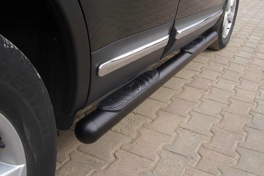 Nissan Qashqai 2010-2014 гг. Боковые трубы Black (2 шт., нержавейка) Фото 1