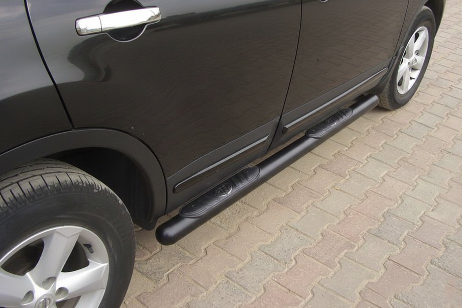 Nissan Qashqai 2010-2014 гг. Боковые трубы Black (2 шт., нержавейка) Фото 5