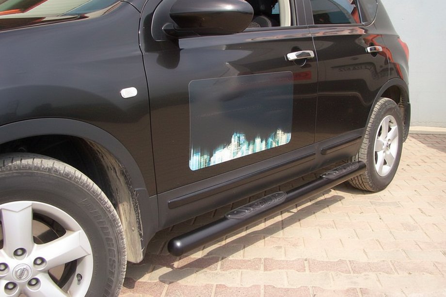 Nissan Qashqai 2010-2014 гг. Боковые трубы Black (2 шт., нержавейка) Фото 2