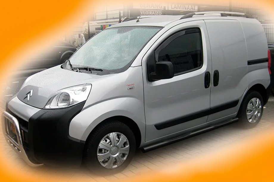 Peugeot Bipper 2008-2017 гг. Боковые трубы Black (2 шт., нержавейка) Image