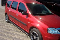 Renault Logan MCV 2005-2013 гг. Боковые трубы Black (2 шт., нержавейка) фото 1