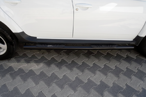 Renault Duster 2008-2017 гг. Боковые трубы с вставками Black (2 шт., нержавейка) фото 1
