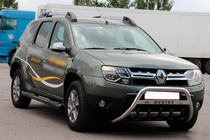 Renault Duster 2008-2017 гг. Боковые трубы с вставками Black (2 шт., нержавейка) фото 5