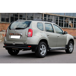 Боковые трубы с вставками Black (2 шт., нержавейка) Renault Duster 2008-2017 гг. фото 3