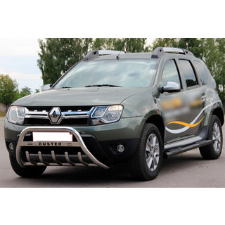 Боковые трубы с вставками Black (2 шт., нержавейка) Renault Duster 2008-2017 гг. фото 4