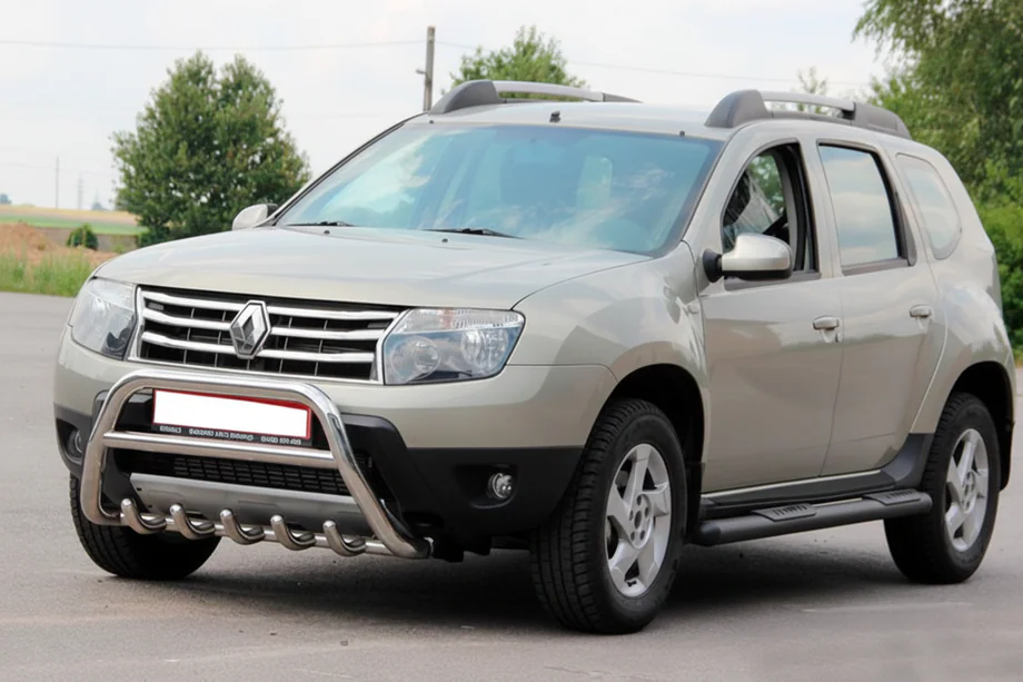 Dacia Duster 2008-2018 гг. Боковые трубы с вставками Black (2 шт., нерж. сталь) Фото 6