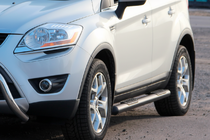 Ford Kuga 2008-2013 гг. Боковые трубы прямые Black (2 шт., нерж. сталь) фото 1