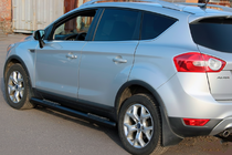 Ford Kuga 2008-2013 гг. Боковые трубы прямые Black (2 шт., нерж. сталь) фото 3