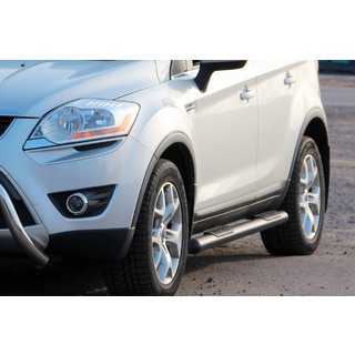 Боковые трубы прямые Black (2 шт., нерж. сталь) Ford Kuga 2008-2013 гг. фото 1