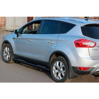 Боковые трубы прямые Black (2 шт., нерж. сталь) Ford Kuga 2008-2013 гг. фото 3