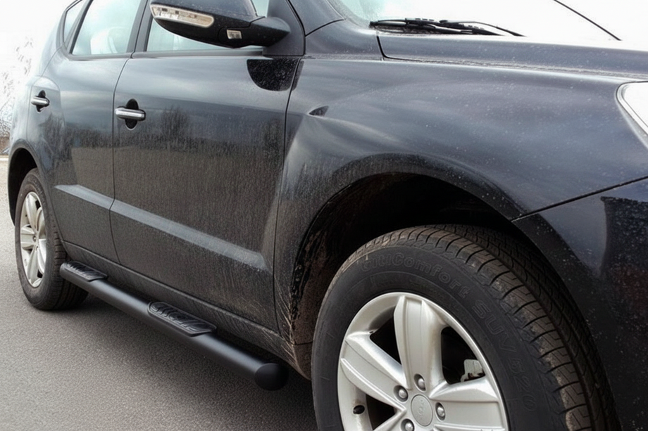 Geely Emgrand X7 2011- гг. Боковые трубы Black (2 шт., нержавейка) Image