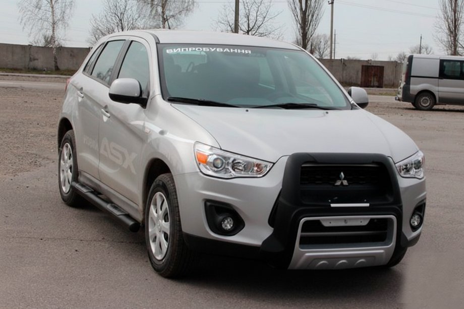 Mitsubishi ASX 2010-2023 гг. Боковые трубы BB002 Черные (2 шт., Нержавейка) Фото 2