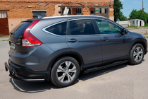 Honda CRV 2012-2016 гг. Боковые Трубы BB002 Черные (2 шт., Нержавейка) фото 4