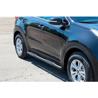 Боковые Трубы BB002 Черные (2 шт., Нержавейка) Kia Sportage 2015-2021 гг. фото 4