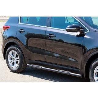Боковые Трубы BB002 Черные (2 шт., Нержавейка) Kia Sportage 2015-2021 гг. фото 1