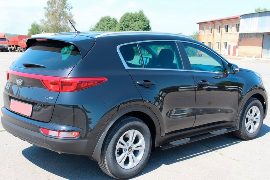 Kia Sportage 2015-2021 гг. Боковые Трубы BB002 Черные (2 шт., Нержавейка) Фото 3