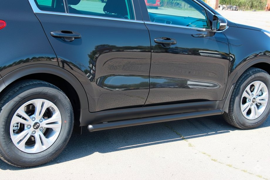 Kia Sportage 2015-2021 гг. Боковые Трубы BB001 Черные (2 шт., Нержавейка) Фото 1