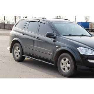 Боковые трубы BB002 Черные (2 шт., Нержавейка) SsangYong Kyron 2005-2014 гг. фото 2