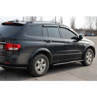 Боковые трубы BB002 Черные (2 шт., Нержавейка) SsangYong Kyron 2005-2014 гг. фото 3
